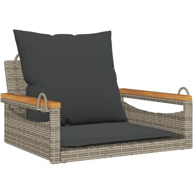 furnicato Hängesessel mit Kissen Grau 63x62x40 cm Poly Rattan furnicato Hängesessel mit Kissen Grau 63x62x40 cm Poly Rattan