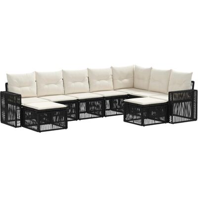 vidaXL Gartensofa-Set 9-Tlg Schwarz und Cremeweiß Poly-Rattan 3435310 vidaXL Gartensofa-Set 9-Tlg Schwarz und Cremeweiß Poly-Rattan 3435310
