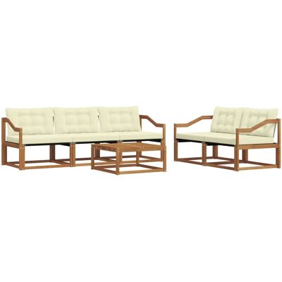 vidaXL Outdoor-Sofagarnitur mit Kissen 6-Tlg Natur und Creme 3369201 vidaXL Outdoor-Sofagarnitur mit Kissen 6-Tlg Natur und Creme 3369201