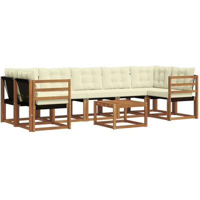 vidaXL Outdoor-Sofagarnitur mit Kissen 8-Tlg Natur und Creme 3368485 vidaXL Outdoor-Sofagarnitur mit Kissen 8-Tlg Natur und Creme 3368485