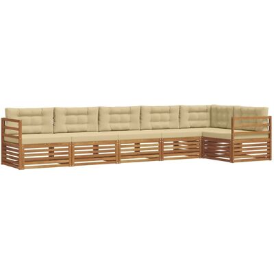 vidaXL Outdoor-Sofagarnitur mit Kissen 6-Tlg Natur und Beige 3373523 vidaXL Outdoor-Sofagarnitur mit Kissen 6-Tlg Natur und Beige 3373523
