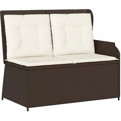 vidaXL Gartenbank mit Kissen Braun Poly Rattan 3394441 vidaXL Gartenbank mit Kissen Braun Poly Rattan 3394441