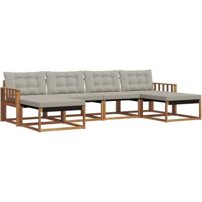 vidaXL Outdoor-Sofagarnitur mit Kissen 6-Tlg Natur und Hellgrau 3369718 vidaXL Outdoor-Sofagarnitur mit Kissen 6-Tlg Natur und Hellgrau 3369718