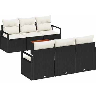 vidaXL Garten-Sofa-Set mit Kissen 7-Tlg Schwarz Poly Rattan 3347649 vidaXL Garten-Sofa-Set mit Kissen 7-Tlg Schwarz Poly Rattan 3347649