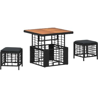 vidaXL Garten Essgruppe mit Kissen 3 Stk Schwarz und Grau 42026758 vidaXL Garten Essgruppe mit Kissen 3 Stk Schwarz und Grau 42026758