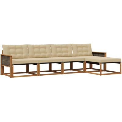 vidaXL Outdoor-Sofagarnitur mit Kissen 5 Stk Natur und Beige 3381357 vidaXL Outdoor-Sofagarnitur mit Kissen 5 Stk Natur und Beige 3381357