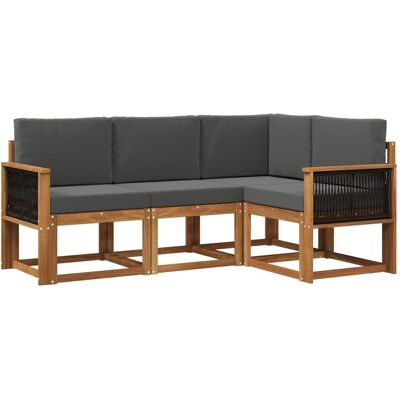 vidaXL Outdoor-Sofagarnitur 4 Stk Natur und Anthrazit Polyester 3385173 vidaXL Outdoor-Sofagarnitur 4 Stk Natur und Anthrazit Polyester 3385173