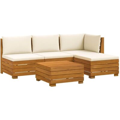 vidaXL Outdoor-Sofagarnitur mit Kissen 5 Stück Braun Massivholz Akazie 3403081 vidaXL Outdoor-Sofagarnitur mit Kissen 5 Stück Braun Massivholz Akazie 3403081