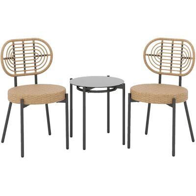 Costway Rattan Gartenmöbel Set Balkonmöbel mit 2 Stühle & 1 Tisch Costway Rattan Gartenmöbel Set Balkonmöbel mit 2 Stühle & 1 Tisch