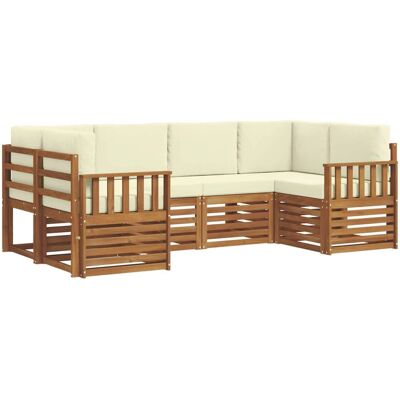 vidaXL Sofagarnituren 6 Tlg Natur und Creme Massivholz Akazie 3375360 vidaXL Sofagarnituren 6 Tlg Natur und Creme Massivholz Akazie 3375360