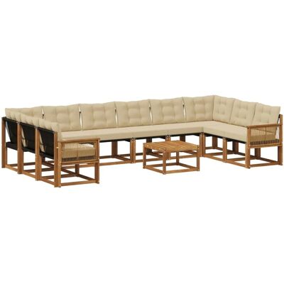 vidaXL Outdoor-Sofagarnitur mit Kissen 11 Stk Natur und Beige 3382261 vidaXL Outdoor-Sofagarnitur mit Kissen 11 Stk Natur und Beige 3382261