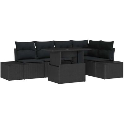 vidaXL Garten-Sofa-Set mit Kissen 6-Tlg Schwarz Poly Rattan 3349189 vidaXL Garten-Sofa-Set mit Kissen 6-Tlg Schwarz Poly Rattan 3349189