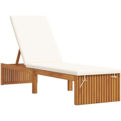 Vidaxl - Verstellbare Creme-Braune Holzsonnenliege - Sonnenliege Vidaxl - Verstellbare Creme-Braune Holzsonnenliege - Sonnenliege