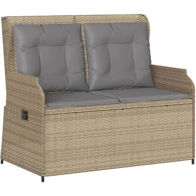 furnicato Gartenbank Verstellbar mit Kissen Beige Poly Rattan furnicato Gartenbank Verstellbar mit Kissen Beige Poly Rattan
