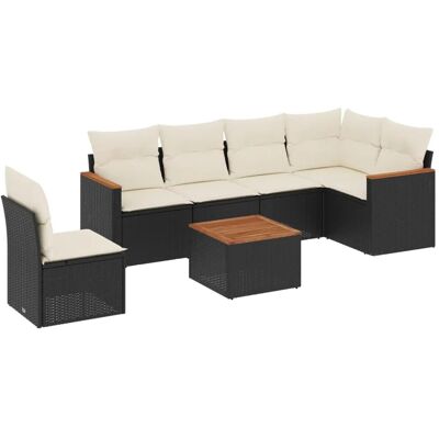 vidaXL 7-Tlg Garten-Sofagarnitur mit Kissen Schwarz Poly Rattan 3226021 vidaXL 7-Tlg Garten-Sofagarnitur mit Kissen Schwarz Poly Rattan 3226021