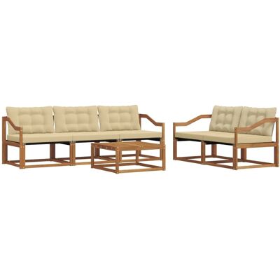 vidaXL Outdoor-Sofagarnitur mit Kissen 6-Tlg Natur und Beige 3369204 vidaXL Outdoor-Sofagarnitur mit Kissen 6-Tlg Natur und Beige 3369204