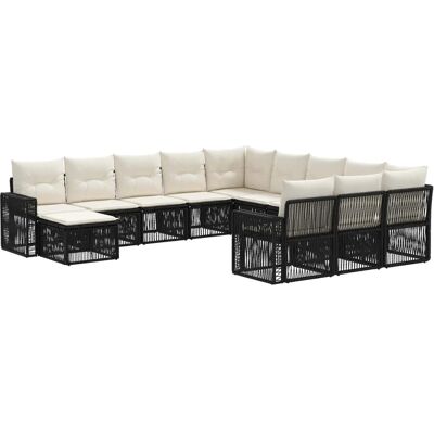 vidaXL Gartensofa-Set 12-Tlg Schwarz und Cremeweiß Poly-Rattan 3435328 vidaXL Gartensofa-Set 12-Tlg Schwarz und Cremeweiß Poly-Rattan 3435328