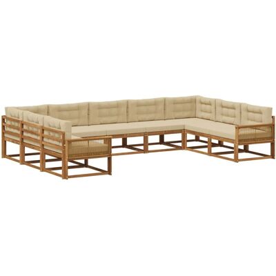 vidaXL Outdoor-Sofagarnitur mit Kissen 9 Stk Natur und Beige 3382891 vidaXL Outdoor-Sofagarnitur mit Kissen 9 Stk Natur und Beige 3382891