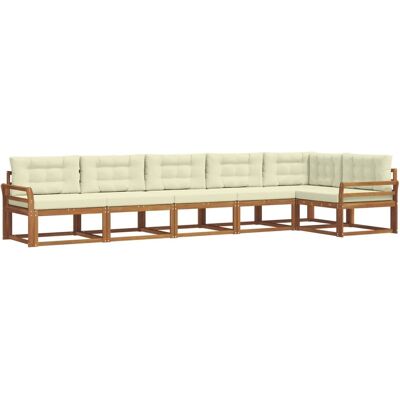 vidaXL Outdoor-Sofagarnitur mit Kissen 6-Tlg Natur und Creme 3367648 vidaXL Outdoor-Sofagarnitur mit Kissen 6-Tlg Natur und Creme 3367648