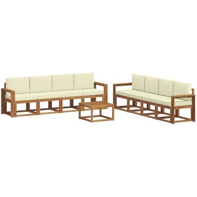 vidaXL Outdoor-Sofagarnitur 9 Stk Natur und Creme Massivholz Akazie 3366188 vidaXL Outdoor-Sofagarnitur 9 Stk Natur und Creme Massivholz Akazie 3366188