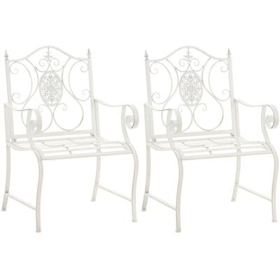 DELUKE 2er Set Gartenstühle AUSTIN Metall Antik Weiß 62x53x94cm Balkonstuhl Terrasse Garten DELUKE 2er Set Gartenstühle AUSTIN Metall Antik Weiß 62x53x94cm Balkonstuhl Terrasse Garten