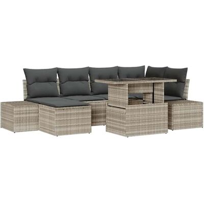 vidaXL Garten-Sofa-Set mit Speicher 7-Tlg Hellgrau Poly Rattan 3357955 vidaXL Garten-Sofa-Set mit Speicher 7-Tlg Hellgrau Poly Rattan 3357955