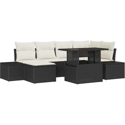 vidaXL Garten-Sofa-Set mit Speicher 7-Tlg Schwarz Poly Rattan 3357950 vidaXL Garten-Sofa-Set mit Speicher 7-Tlg Schwarz Poly Rattan 3357950