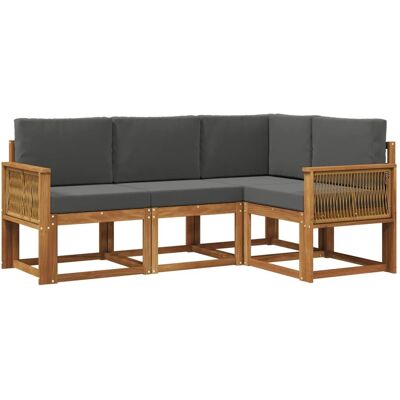 vidaXL Outdoor-Sofagarnitur 4 Stk Natur und Anthrazit Polyester 3385178 vidaXL Outdoor-Sofagarnitur 4 Stk Natur und Anthrazit Polyester 3385178