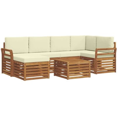 vidaXL Sofagarnituren 7 Tlg Natur und Creme Massivholz Akazie 3375130 vidaXL Sofagarnituren 7 Tlg Natur und Creme Massivholz Akazie 3375130