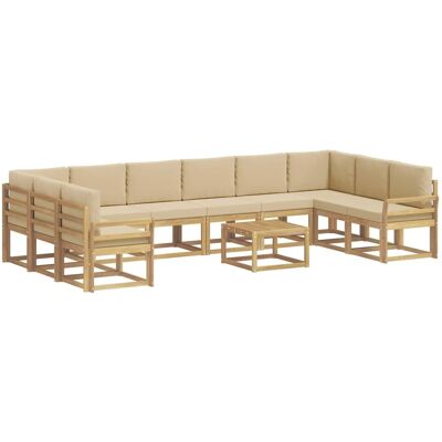 vidaXL Outdoor-Sofagarnitur mit Kissen 11 Stk Weiß und Beige 3388327 vidaXL Outdoor-Sofagarnitur mit Kissen 11 Stk Weiß und Beige 3388327