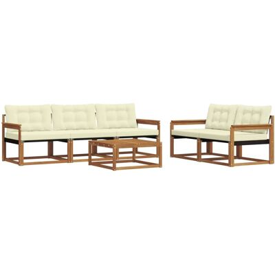 vidaXL Outdoor-Sofagarnitur mit Kissen 6-Tlg Natur und Creme 3369185 vidaXL Outdoor-Sofagarnitur mit Kissen 6-Tlg Natur und Creme 3369185