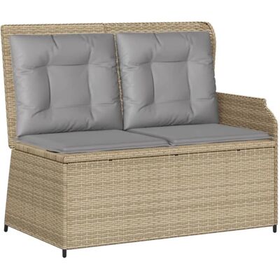 furnicato Gartenbank Verstellbar mit Kissen Beige Poly Rattan furnicato Gartenbank Verstellbar mit Kissen Beige Poly Rattan
