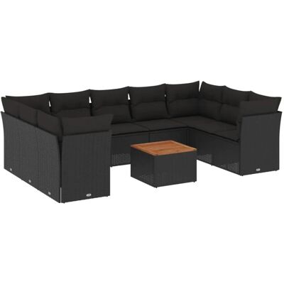 vidaXL 10-tlg Garten-Sofagarnitur mit Kissen Schwarz Poly Rattan Modell 74 vidaXL 10-tlg Garten-Sofagarnitur mit Kissen Schwarz Poly Rattan Modell 74