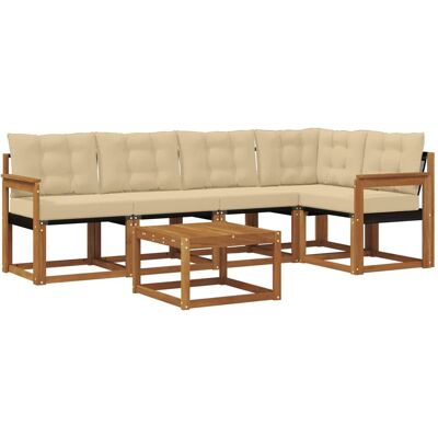vidaXL Outdoor-Sofagarnitur mit Kissen 6-Tlg Natur und Beige 3368684 vidaXL Outdoor-Sofagarnitur mit Kissen 6-Tlg Natur und Beige 3368684
