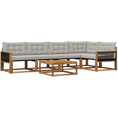 vidaXL Outdoor-Sofagarnitur mit Kissen 6 Stk Natur und Hellgrau 3381439 vidaXL Outdoor-Sofagarnitur mit Kissen 6 Stk Natur und Hellgrau 3381439