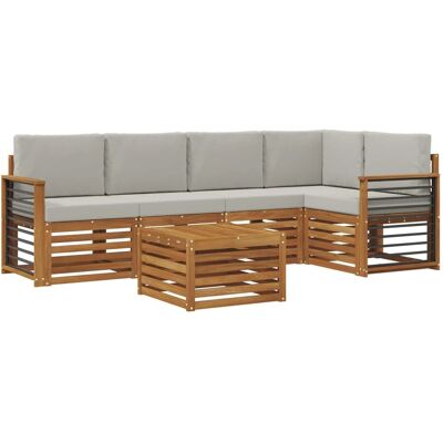 vidaXL Sofagarnituren 6 Tlg Natur und Hellgrau Massivholz Akazie 3374861 vidaXL Sofagarnituren 6 Tlg Natur und Hellgrau Massivholz Akazie 3374861
