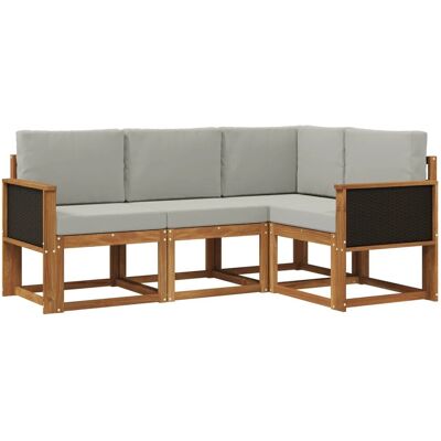 vidaXL Outdoor-Sofagarnitur 4 Stk Natur und Hellgrau Polyester 3385162 vidaXL Outdoor-Sofagarnitur 4 Stk Natur und Hellgrau Polyester 3385162