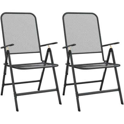 Furnicato Klappbare Gartenstühle 2 Stk Streckgitter Anthrazit Furnicato Klappbare Gartenstühle 2 Stk Streckgitter Anthrazit