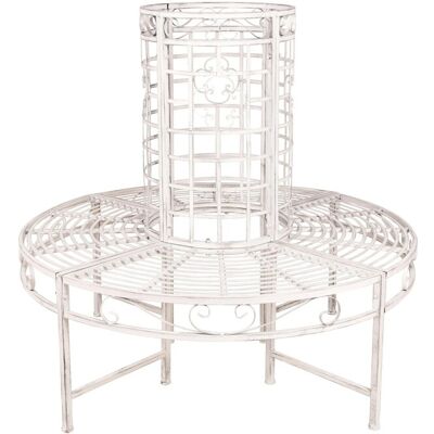 DELUKE Baumbank ODIN Stahl Antique Weiß 112x121x121cm Gartenbank Wetterfest Terrassenbank Sitzbank Outdoor DELUKE Baumbank ODIN Stahl Antique Weiß 112x121x121cm Gartenbank Wetterfest Terrassenbank Sitzbank Outdoor