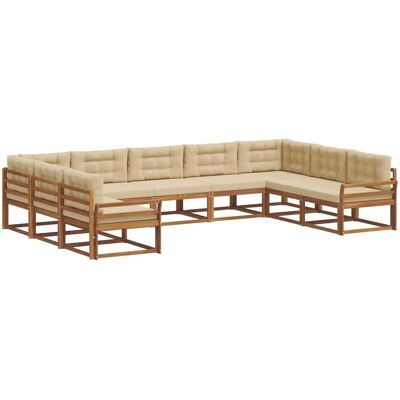 vidaXL Outdoor-Sofagarnitur mit Kissen 9-Tlg Natur und Beige 3368171 vidaXL Outdoor-Sofagarnitur mit Kissen 9-Tlg Natur und Beige 3368171