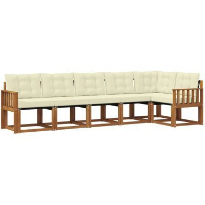 vidaXL Outdoor-Sofagarnitur mit Kissen 6-Tlg Natur und Creme 3368709 vidaXL Outdoor-Sofagarnitur mit Kissen 6-Tlg Natur und Creme 3368709