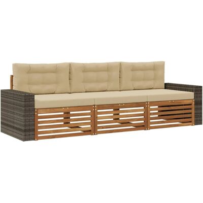 vidaXL Outdoor-Sofagarnitur mit Kissen 3 Stk Natur und Beige Polyester 3382981 vidaXL Outdoor-Sofagarnitur mit Kissen 3 Stk Natur und Beige Polyester 3382981