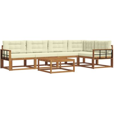 vidaXL Outdoor-Sofagarnitur mit Kissen 6-Tlg Natur und Creme 3367623 vidaXL Outdoor-Sofagarnitur mit Kissen 6-Tlg Natur und Creme 3367623