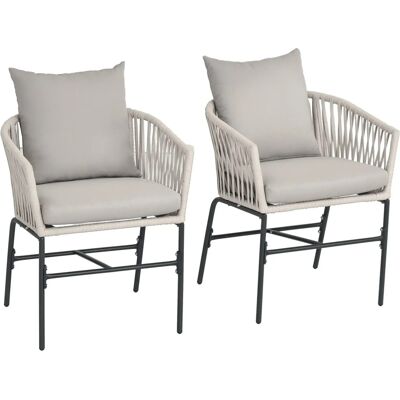 Outsunny Gartenstuhl 2er-Set Polyester Beige 57L x 60B x 71H cm Outsunny Gartenstuhl 2er-Set Polyester Beige 57L x 60B x 71H cm