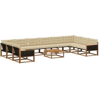 vidaXL Outdoor-Sofagarnitur mit Kissen 11 Stk Natur und Beige 3381721 vidaXL Outdoor-Sofagarnitur mit Kissen 11 Stk Natur und Beige 3381721