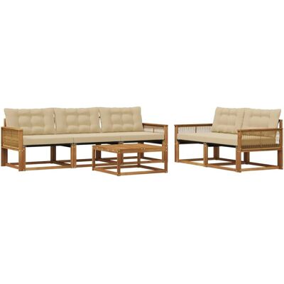 vidaXL Outdoor-Sofagarnitur mit Kissen 6 Stk Natur und Beige 3381253 vidaXL Outdoor-Sofagarnitur mit Kissen 6 Stk Natur und Beige 3381253