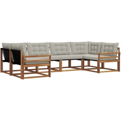 vidaXL Outdoor-Sofagarnitur mit Kissen 6-Tlg Natur und Hellgrau 3369794 vidaXL Outdoor-Sofagarnitur mit Kissen 6-Tlg Natur und Hellgrau 3369794