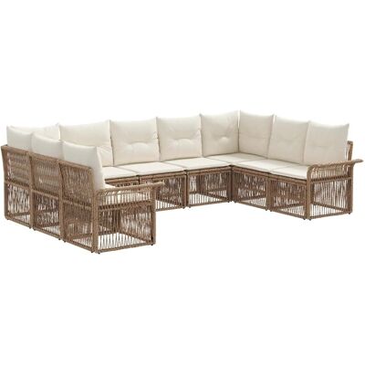 vidaXL Gartensofa-Set 9-Tlg Beige Poly-Rattan 3434934 vidaXL Gartensofa-Set 9-Tlg Beige Poly-Rattan 3434934