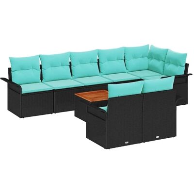 vidaXL Gartensofa-set 9 Stk Schwarz und Türkis Poly-Rattan 3356016 vidaXL Gartensofa-set 9 Stk Schwarz und Türkis Poly-Rattan 3356016