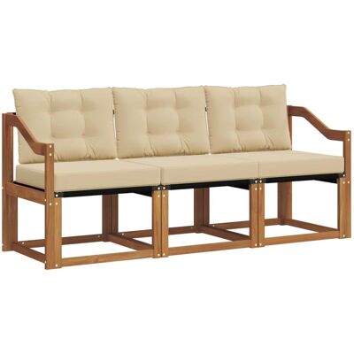 vidaXL Outdoor-Sofagarnitur mit Kissen 3-Tlg Natur und Beige 3368364 vidaXL Outdoor-Sofagarnitur mit Kissen 3-Tlg Natur und Beige 3368364